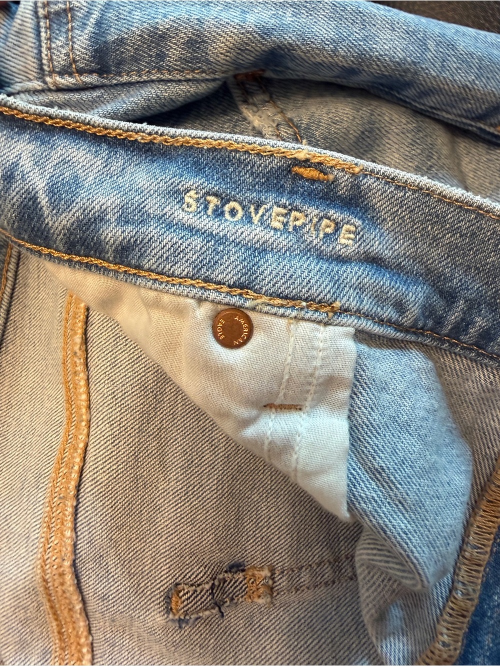 American Eagle High Rise Stovepipe Jeans Light Wash Size 18 Tall - Picture 6 of 6